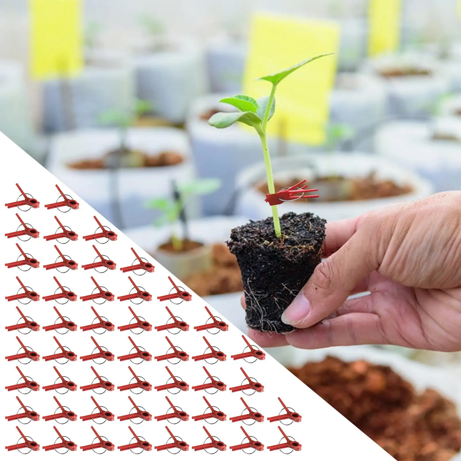Vegetable Grafting Clips 50 Pcs Plant Trellis Connector Clip Falt Mouth Hooks Connecting Plastic Clips For Watermelon Gardening thumbnail 3