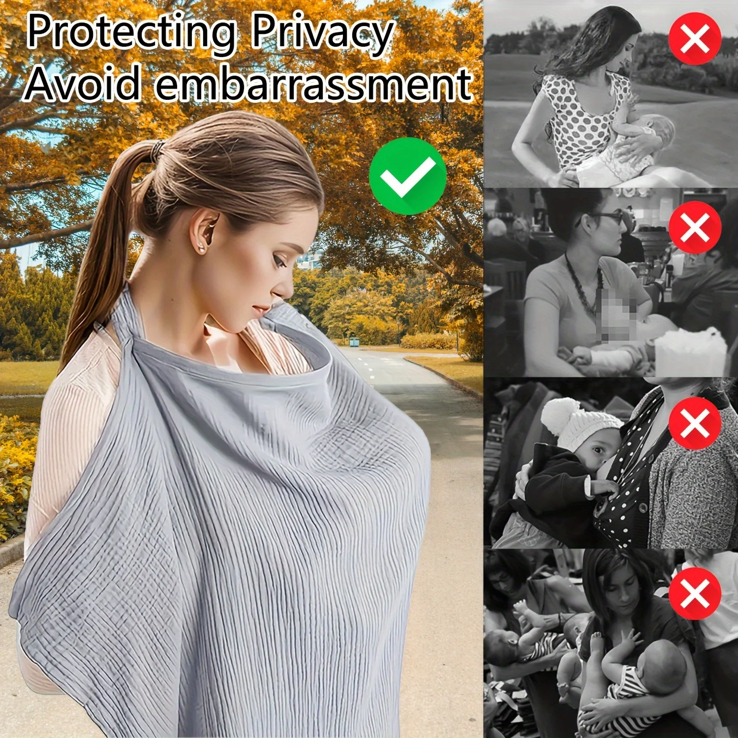 1 Piece, Multifunctional Nursing Cover, Soft and Breathable All-Round Privacy Nursing Cover, with Inner Lining Made of Bean Velvet Material, Multi-Purpose Baby Safety Seat Cover thumbnail 5