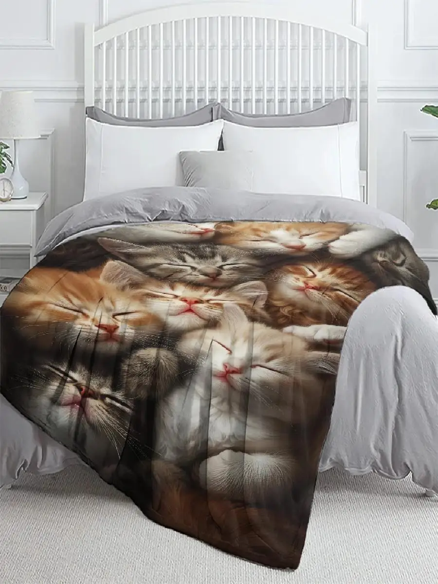 Cute Animal Theme Flannel Blanket for Cat and Dog Lovers  Soft Warm Lightweight Throw for Sofa Bed Car Camping  AllSeason Custom thumbnail 2