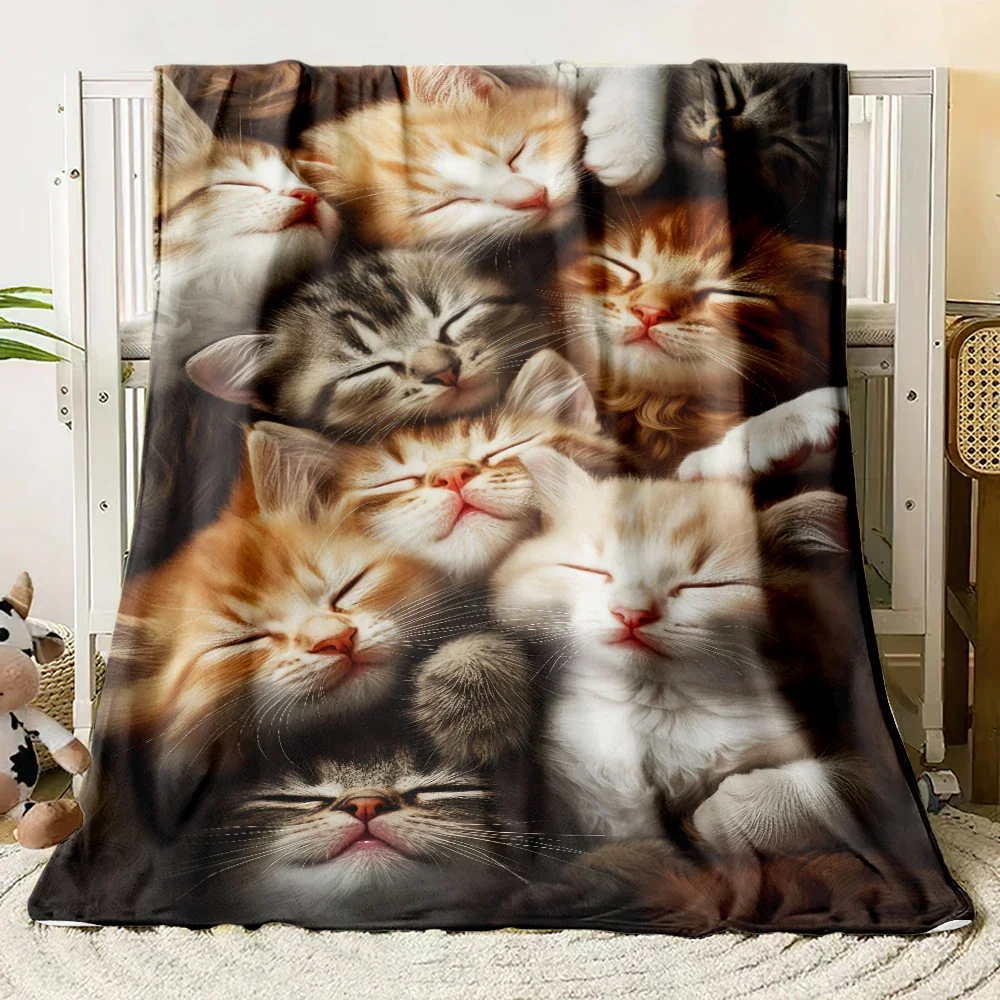 Cute Animal Theme Flannel Blanket for Cat and Dog Lovers  Soft Warm Lightweight Throw for Sofa Bed Car Camping  AllSeason Custom