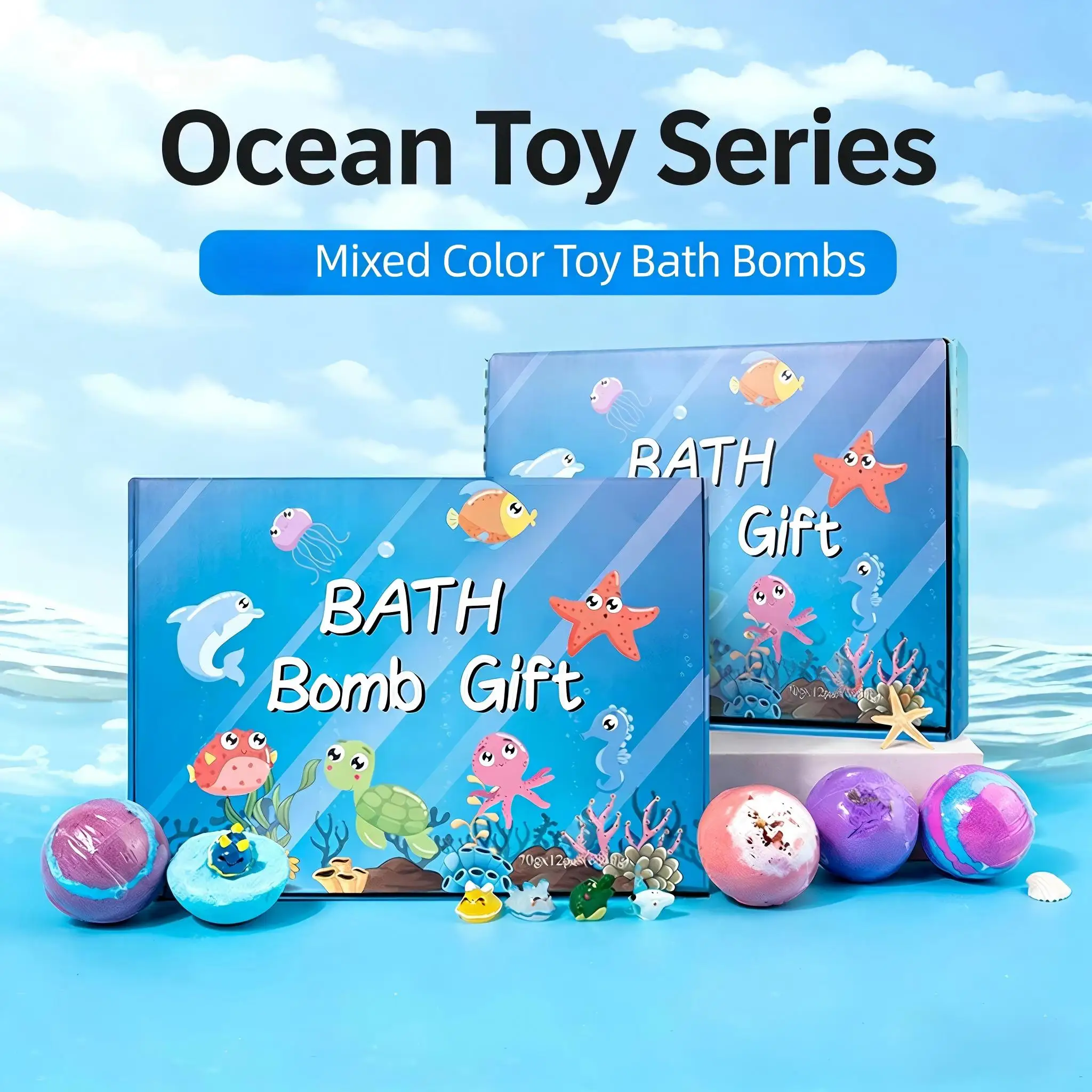 Children’s  Bath Bombs Set Bath Gift with Hidden Toys Safe Ocean Bubble Bath Perfect for Sensory Play Bathtime Fun thumbnail 2