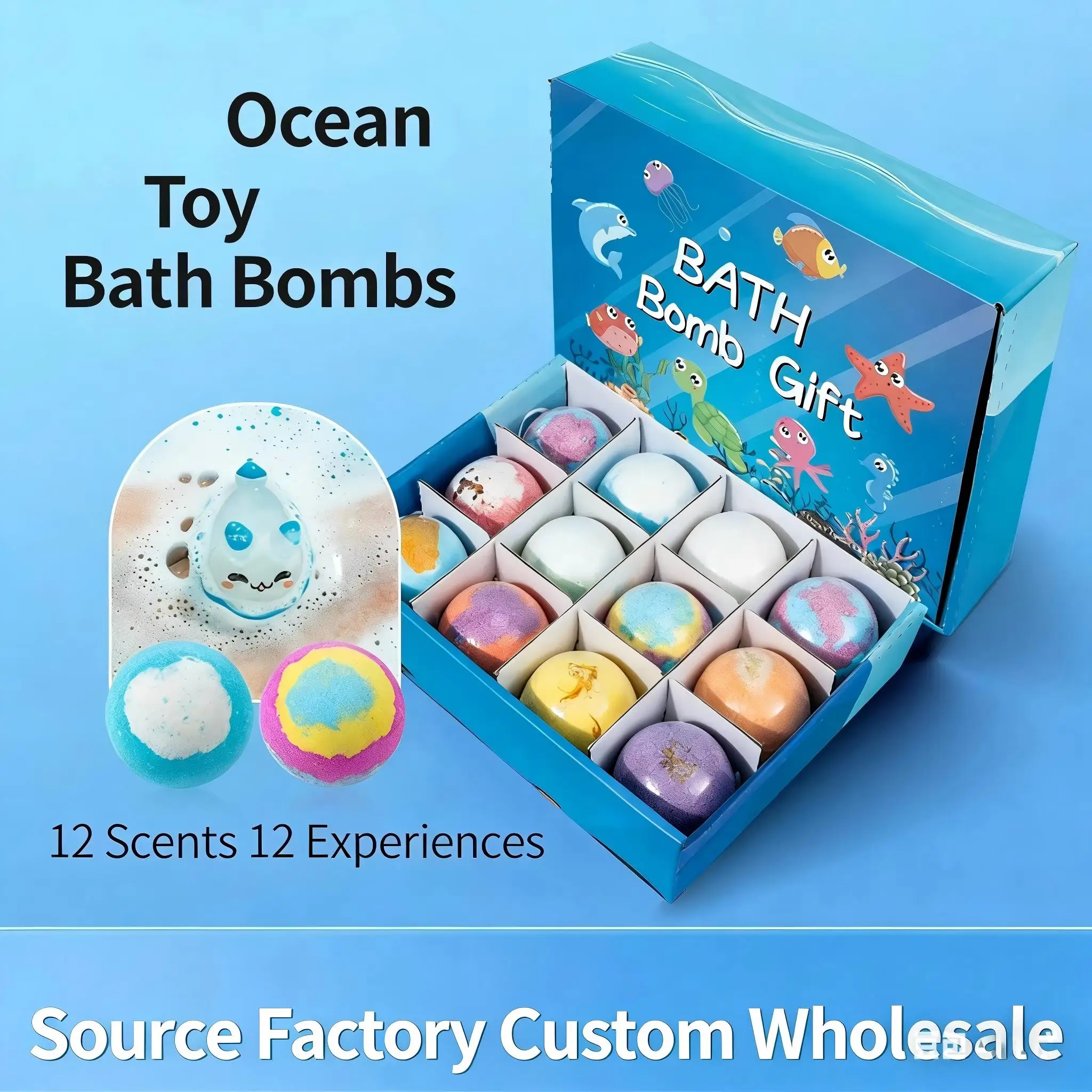 Children’s  Bath Bombs Set Bath Gift with Hidden Toys Safe Ocean Bubble Bath Perfect for Sensory Play Bathtime Fun thumbnail 4