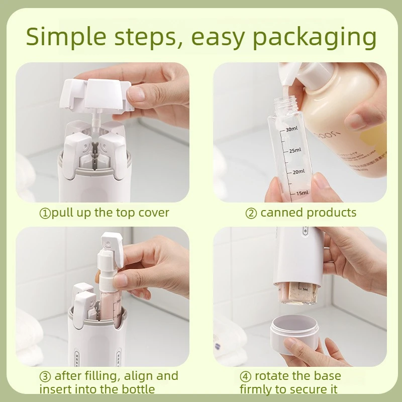 Portable Travel Dispenser 4in1 Leak Proof Refillable Containers for Shampoo Conditioner Lotion Ideal-for Business Trip Vacation thumbnail 4