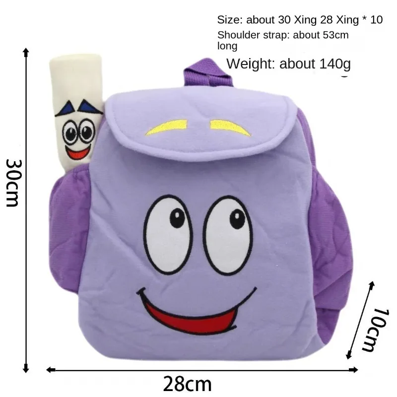 Cartoon Dora The Explorer Backpack Cute Smile Face Student School Bag with Pencil Case Purple Canvas Daypack Gift thumbnail 6