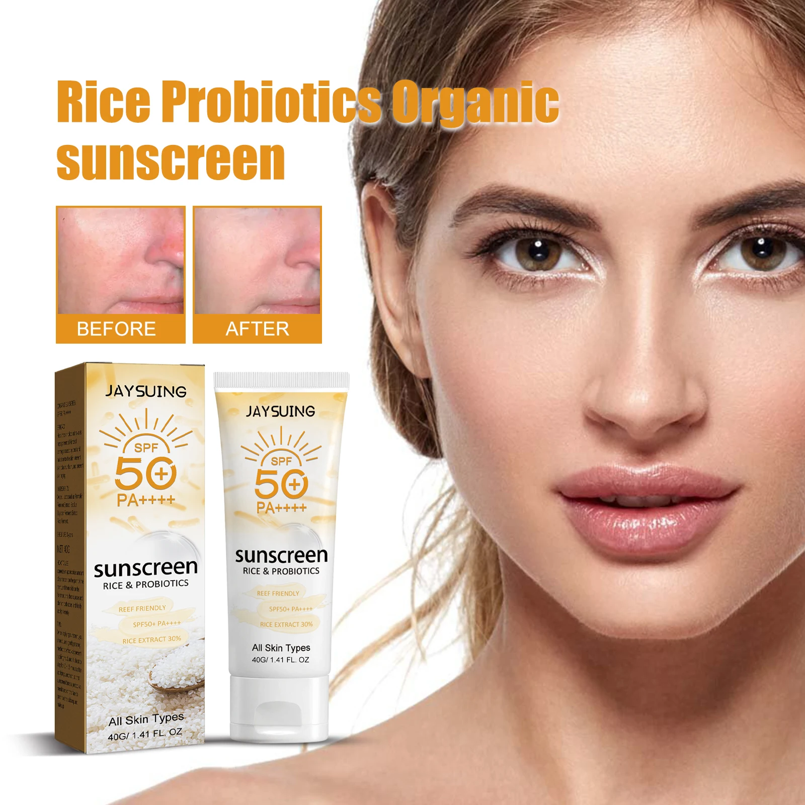 40g Summer Probiotic Organic Sunscreen Outdoor Isolation Uv Protection Spf 50 Moisturizing Whiten Skin Body Sunblock thumbnail 2