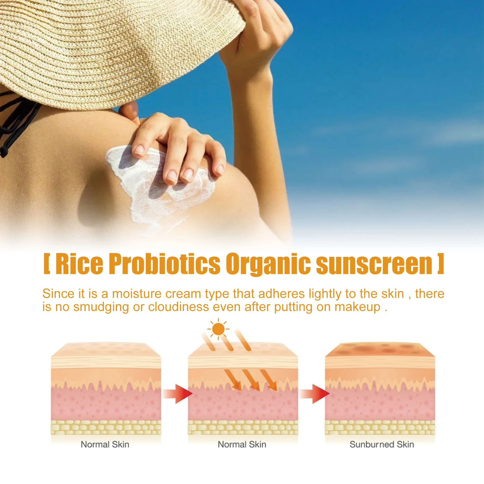 40g Summer Probiotic Organic Sunscreen Outdoor Isolation Uv Protection Spf 50 Moisturizing Whiten Skin Body Sunblock thumbnail 5