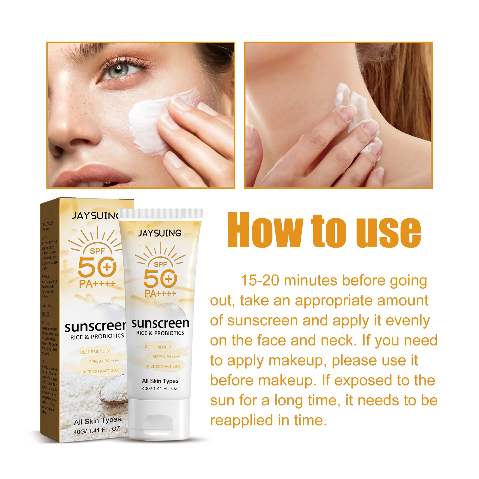 40g Summer Probiotic Organic Sunscreen Outdoor Isolation Uv Protection Spf 50 Moisturizing Whiten Skin Body Sunblock thumbnail 3