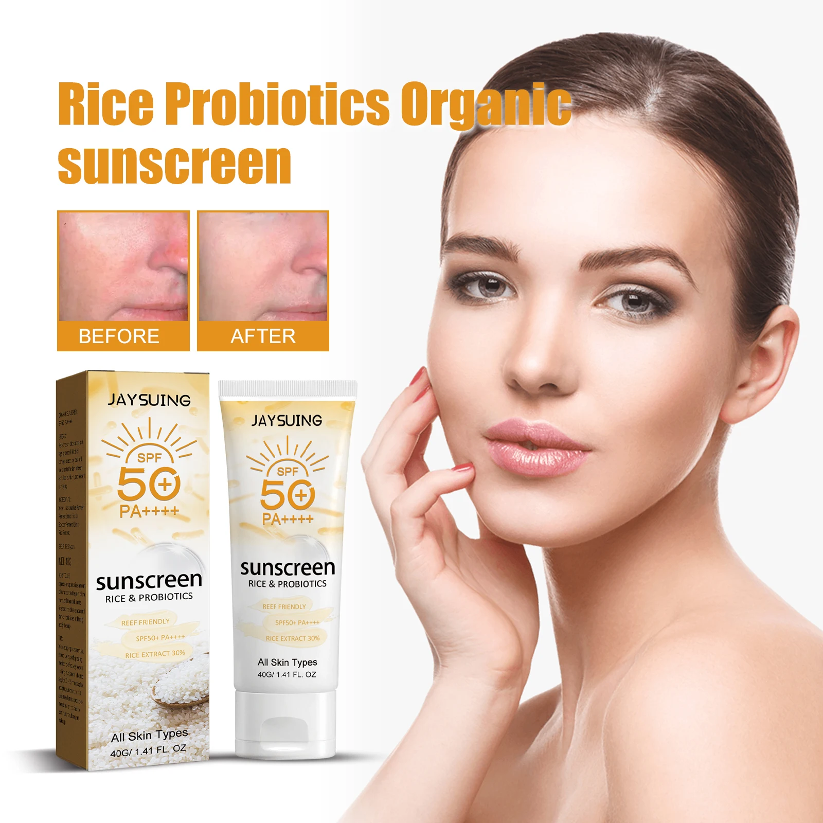 40g Summer Probiotic Organic Sunscreen Outdoor Isolation Uv Protection Spf 50 Moisturizing Whiten Skin Body Sunblock thumbnail 4