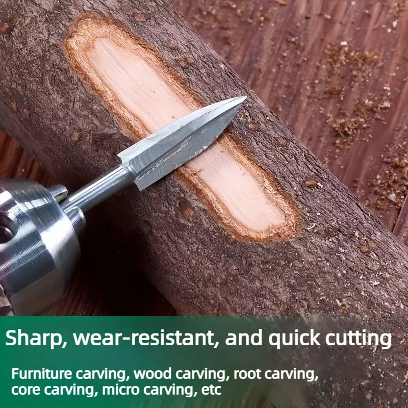 5-Piece Woodworking Engraving Drill Bits Kit - Electric Engraving Tools for DIY Furniture, Tea Table Carving & Root Sculpting thumbnail 5
