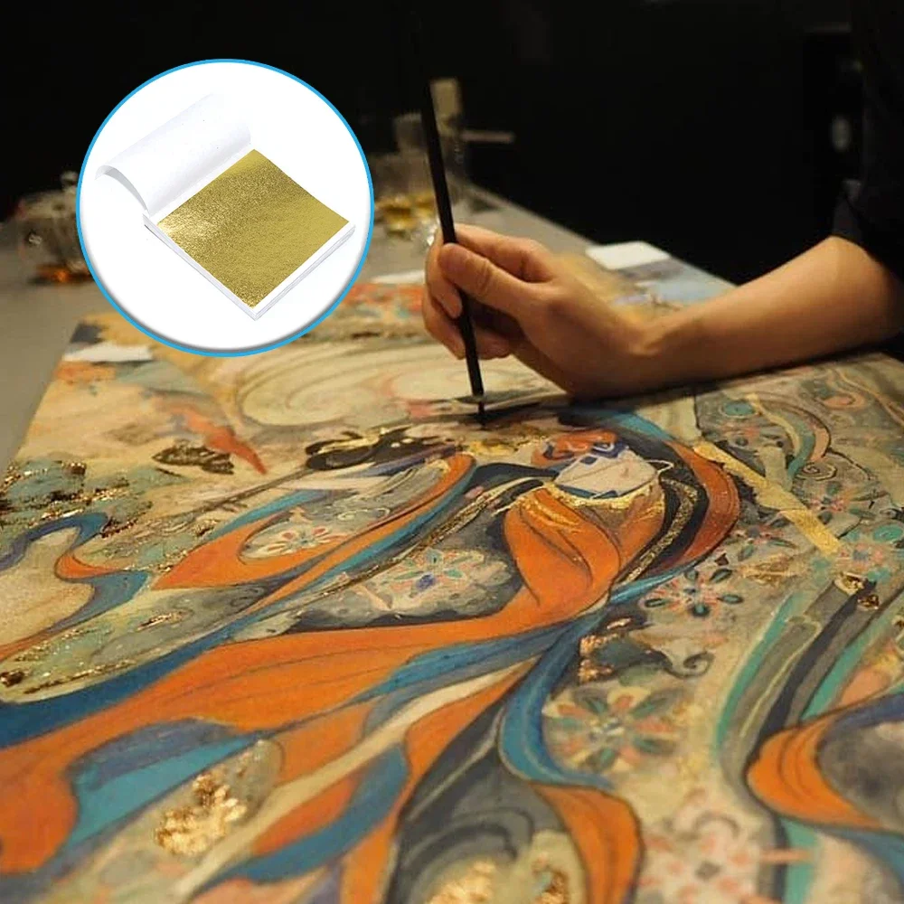 100 Pcs Premium Gold Leaf Sheets for DIY Nail Art, Resin Craft, Furniture Gilding, and Decorative Gold Foil Projects craft paper thumbnail 3