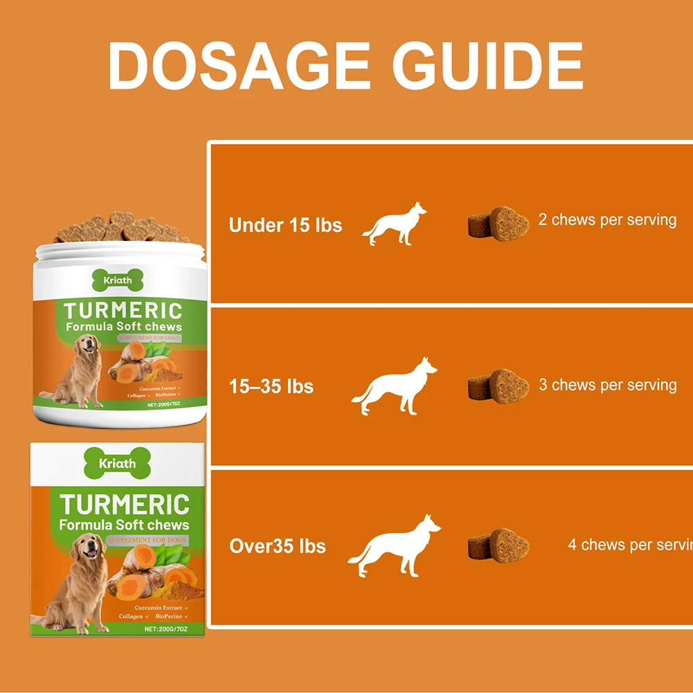 200g Organic-Turmeric Soft Chews For Dogs High Absorption Natural Anti-Inflammatory Hip Joint Supplement For Dogs Care Products thumbnail 5