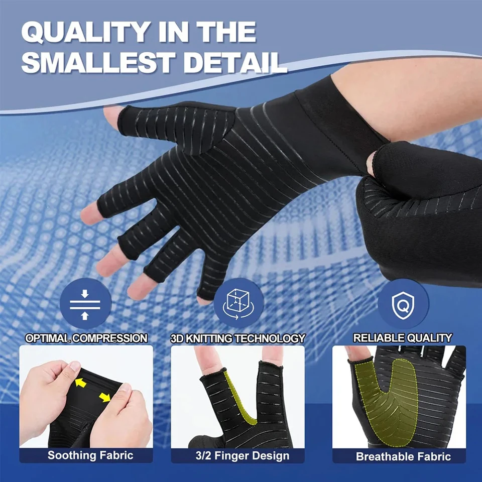GETINFIT Half Finger Gloves Non-Slip Dots Breathable Thickened Wrist Support Cycling Outdoor Sports Climbing Pressure Gloves thumbnail 3