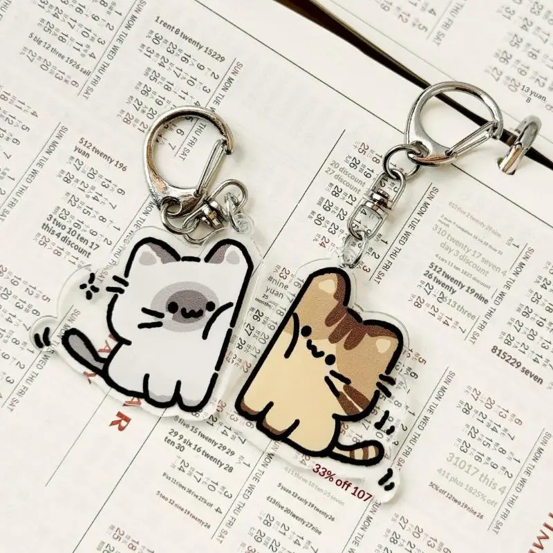 Cat Plush Keychain Cute Couple Cat Accessory Keyring Backpack Pendant for Friends Lovers Gifts