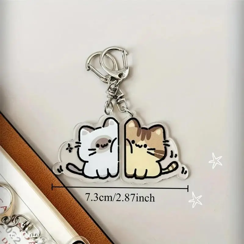 Cat Plush Keychain Cute Couple Cat Accessory Keyring Backpack Pendant for Friends Lovers Gifts thumbnail 6