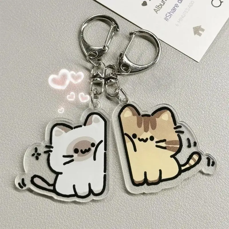 Cat Plush Keychain Cute Couple Cat Accessory Keyring Backpack Pendant for Friends Lovers Gifts thumbnail 2