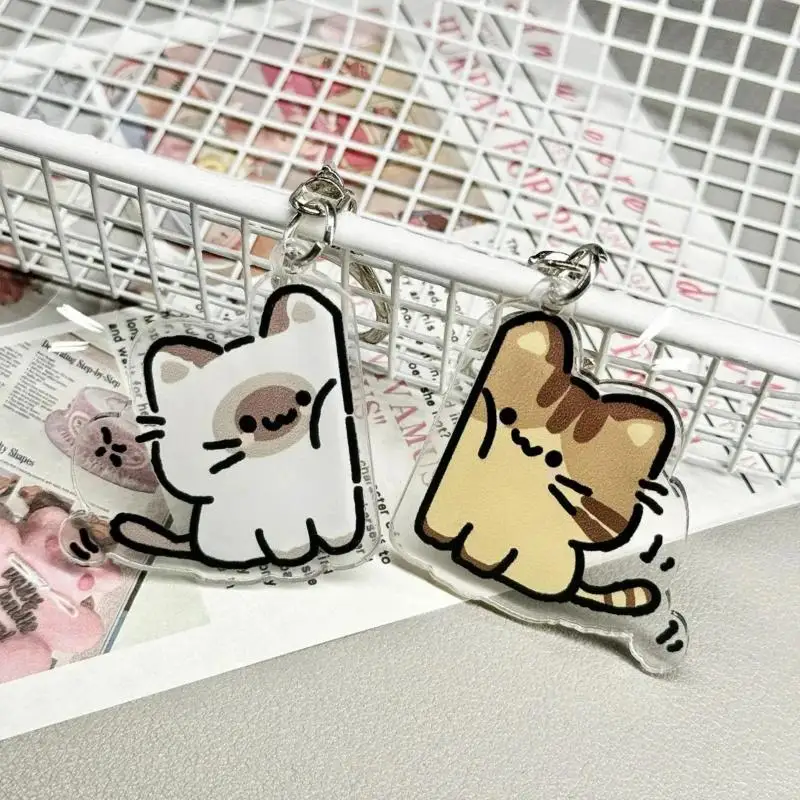 Cat Plush Keychain Cute Couple Cat Accessory Keyring Backpack Pendant for Friends Lovers Gifts thumbnail 4