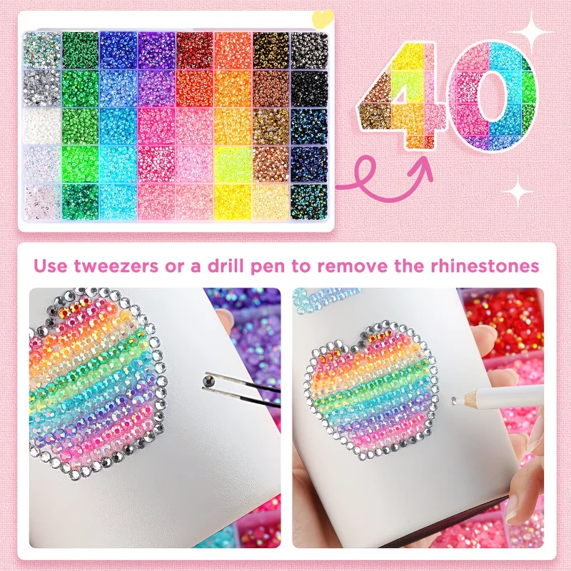 40 Colors Resin Flatback Rhinestones Gems for Phone Case DIY Nail Art Clothing Shoes Craft Decoration Accessories thumbnail 3