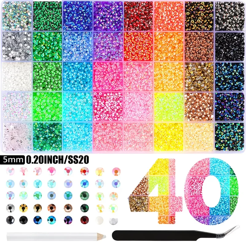 40 Colors Resin Flatback Rhinestones Gems for Phone Case DIY Nail Art Clothing Shoes Craft Decoration Accessories thumbnail 6