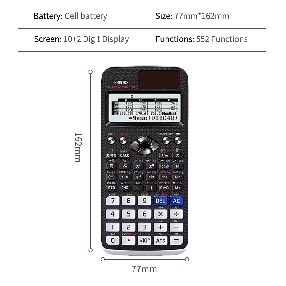 Scientific calculator, 552 functions, natural display, suitable for students and teachers in teaching, various exams, economical thumbnail 5