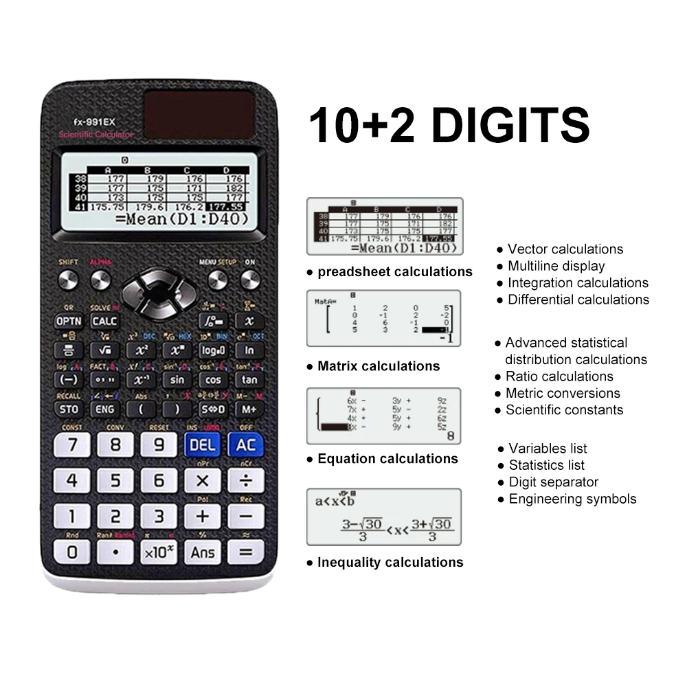 Scientific calculator, 552 functions, natural display, suitable for students and teachers in teaching, various exams, economical thumbnail 2