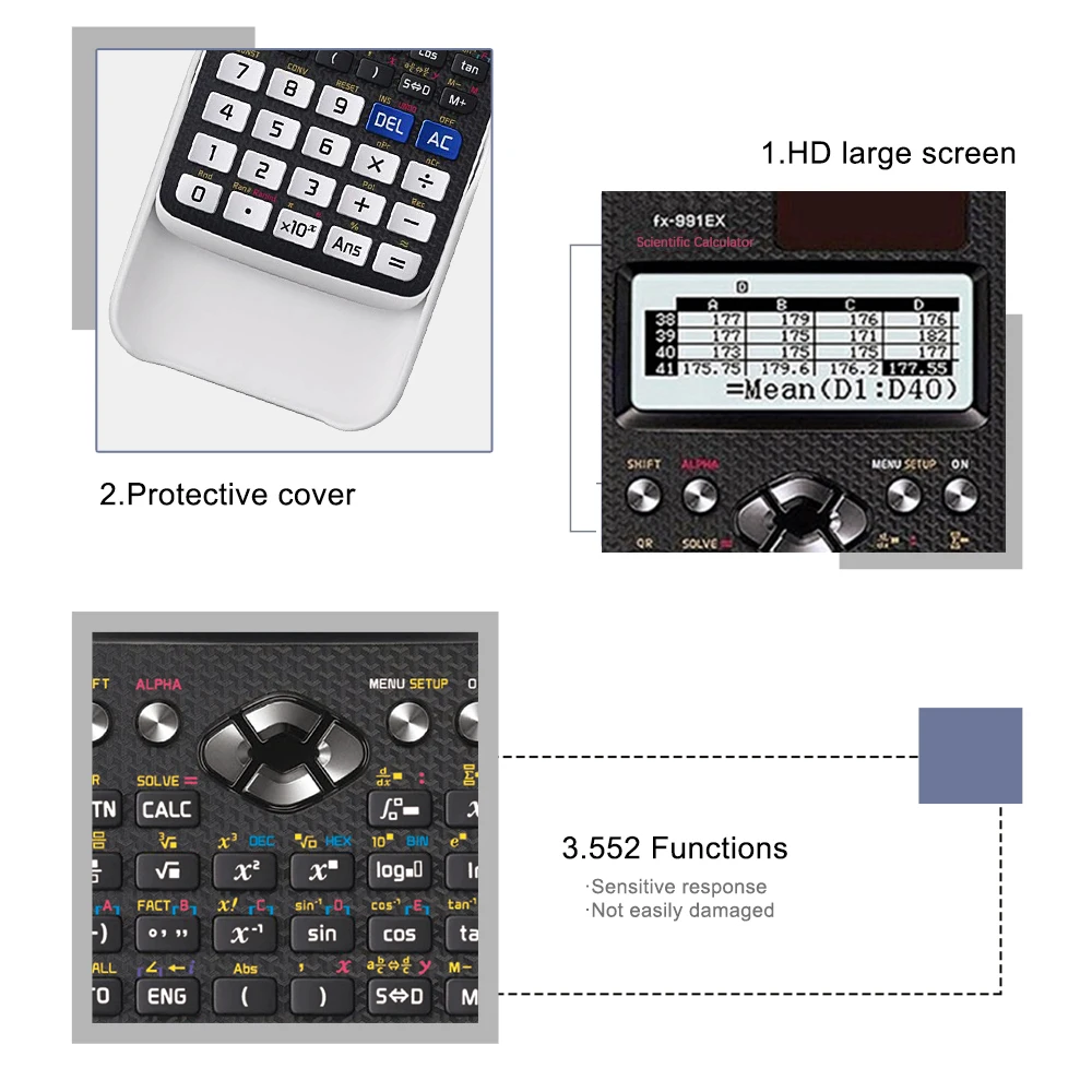 Scientific calculator, 552 functions, natural display, suitable for students and teachers in teaching, various exams, economical thumbnail 4