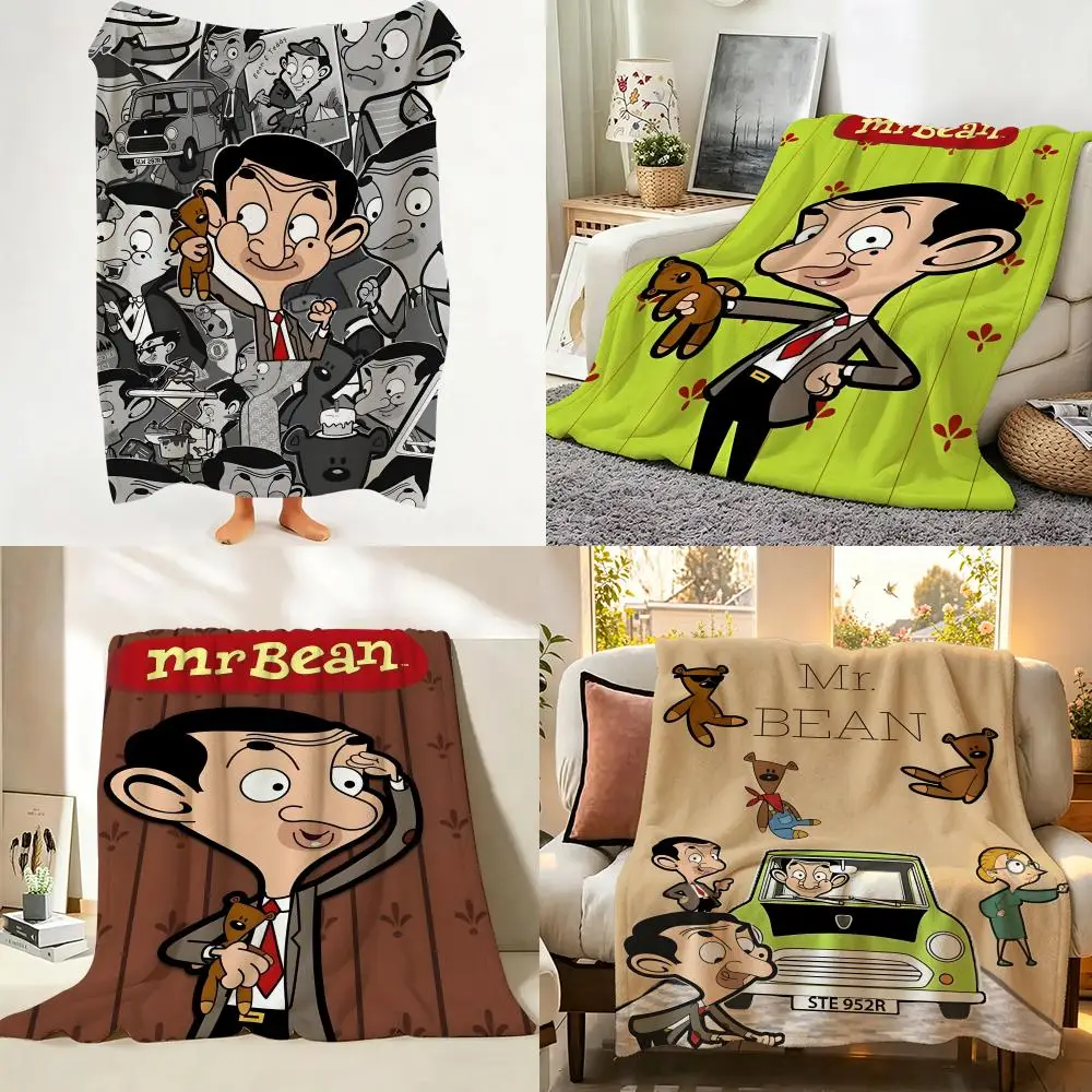 Cartoon M-Mr B-Bean Throw Flannel Throw Blanket Suitable for Sofa、Living Room、Bedroom