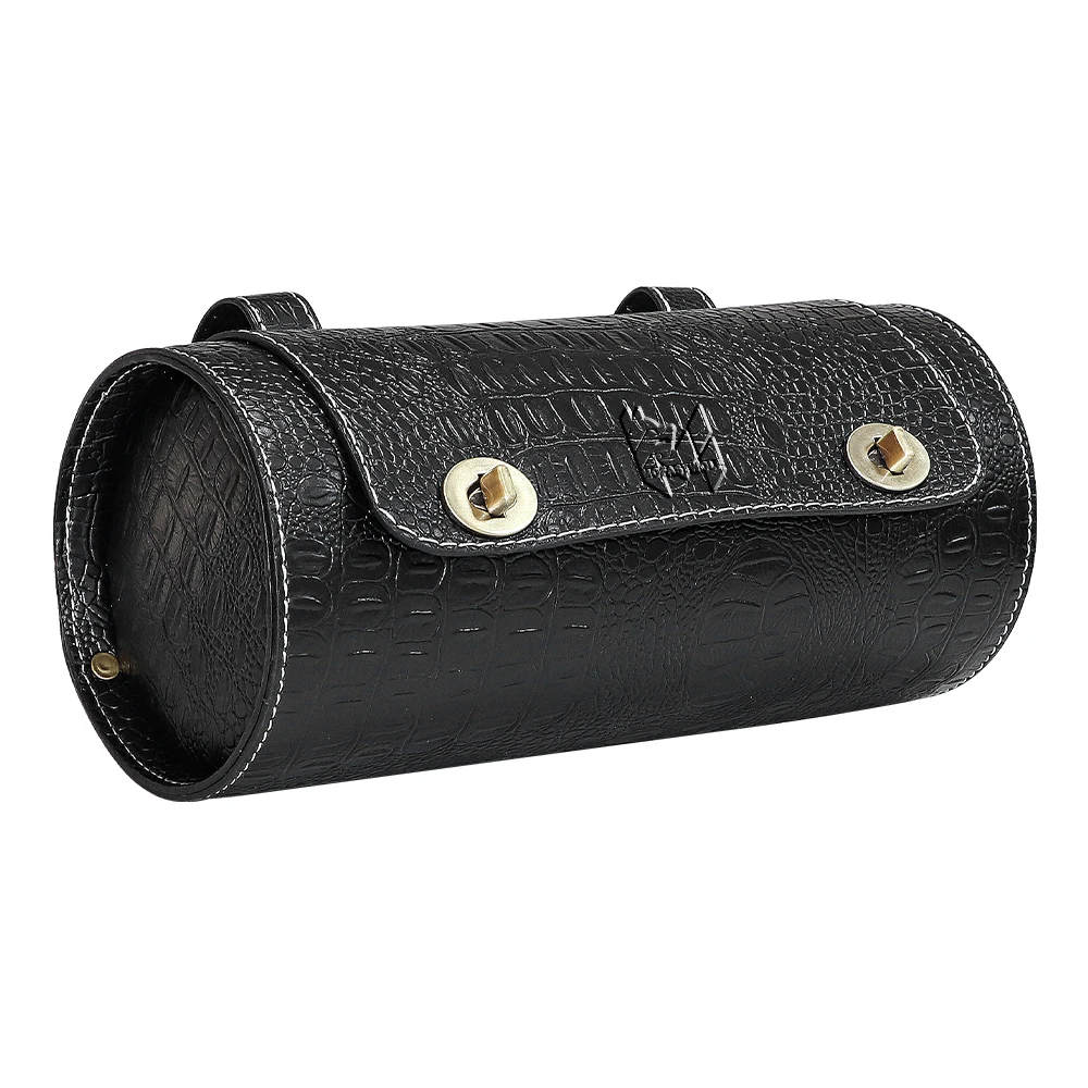 Durable PU Leather Motorcycle Saddlebag Wear-Resistant Motorbike Roll Luggage Bag for Bikers thumbnail 5