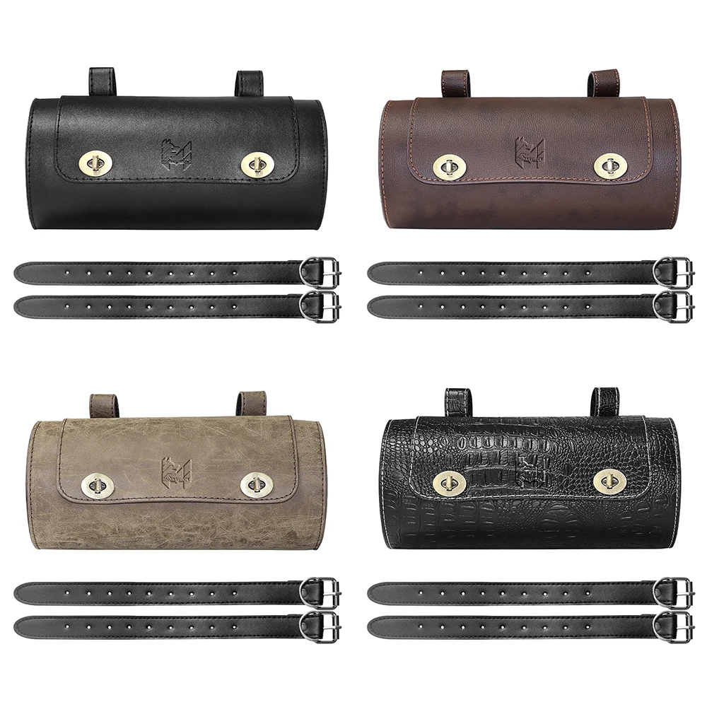Durable PU Leather Motorcycle Saddlebag Wear-Resistant Motorbike Roll Luggage Bag for Bikers thumbnail 2