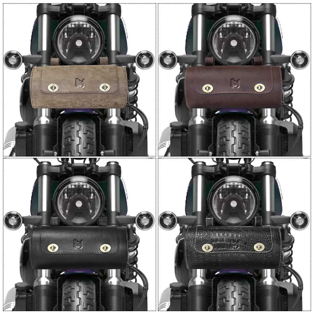 Durable PU Leather Motorcycle Saddlebag Wear-Resistant Motorbike Roll Luggage Bag for Bikers thumbnail 3