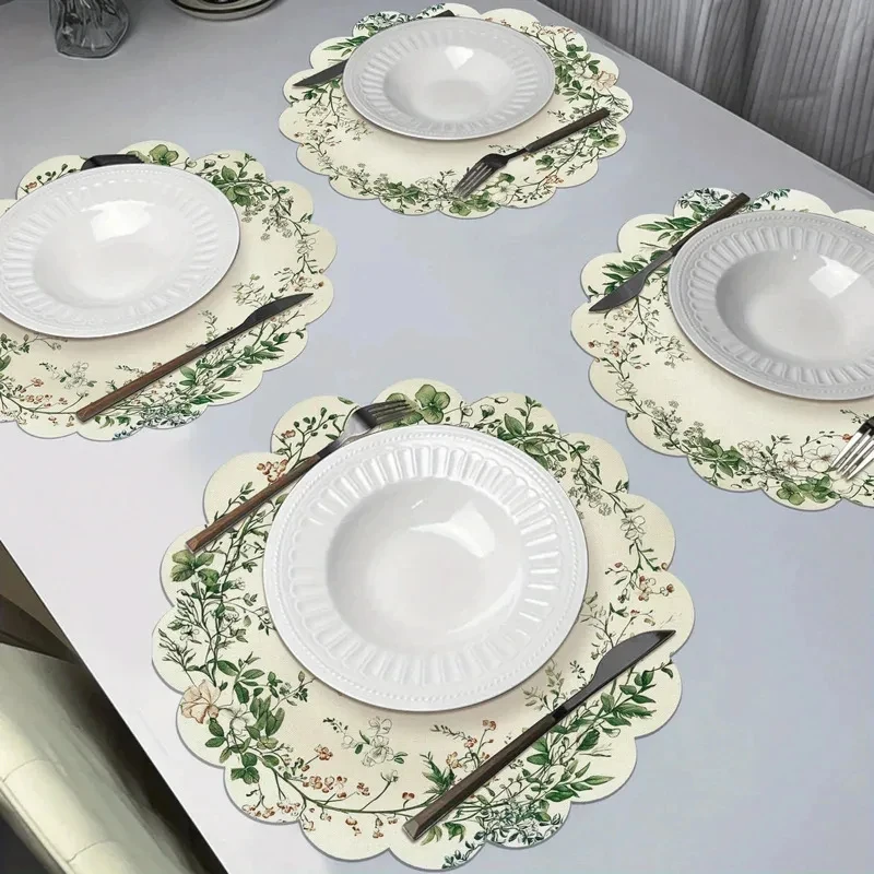 VIKAMA 4pcs Nordic Floral Table Mats - Waterproof Oil-Resistant Heat Insulation Non-Slip Placemats for Kitchen Dining Home Decor thumbnail 3