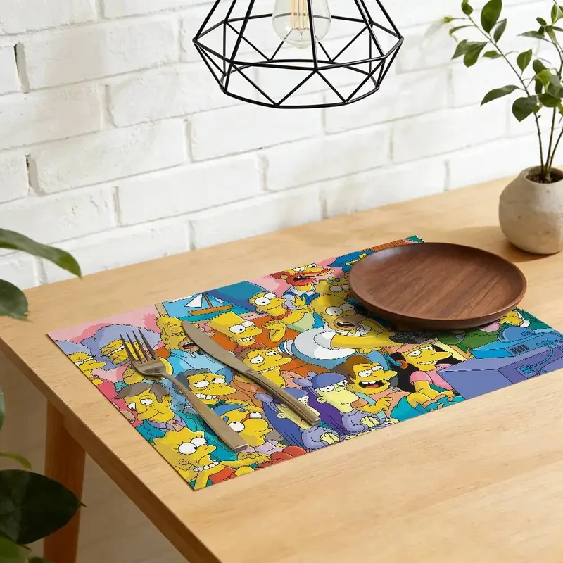 VIKAMA the Simpsons Cartoon Heat Resistant Placemats Washable Table Mats for Kitchen Dining Home Decor Party Supplies thumbnail 5