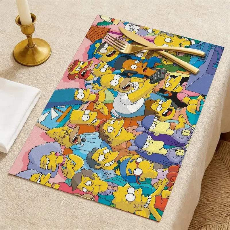 VIKAMA the Simpsons Cartoon Heat Resistant Placemats Washable Table Mats for Kitchen Dining Home Decor Party Supplies thumbnail 2