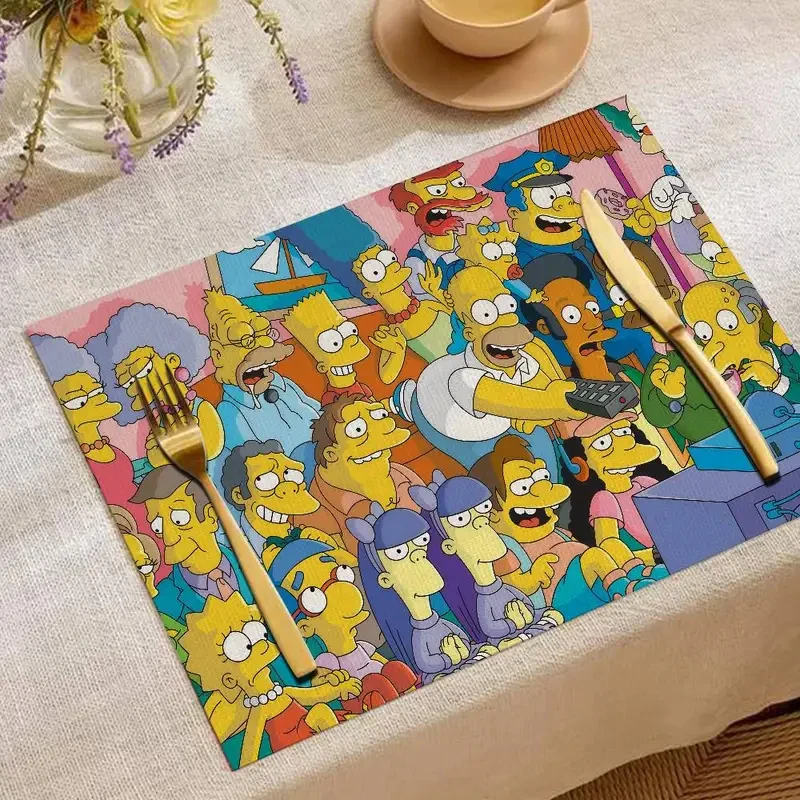 VIKAMA the Simpsons Cartoon Heat Resistant Placemats Washable Table Mats for Kitchen Dining Home Decor Party Supplies thumbnail 4