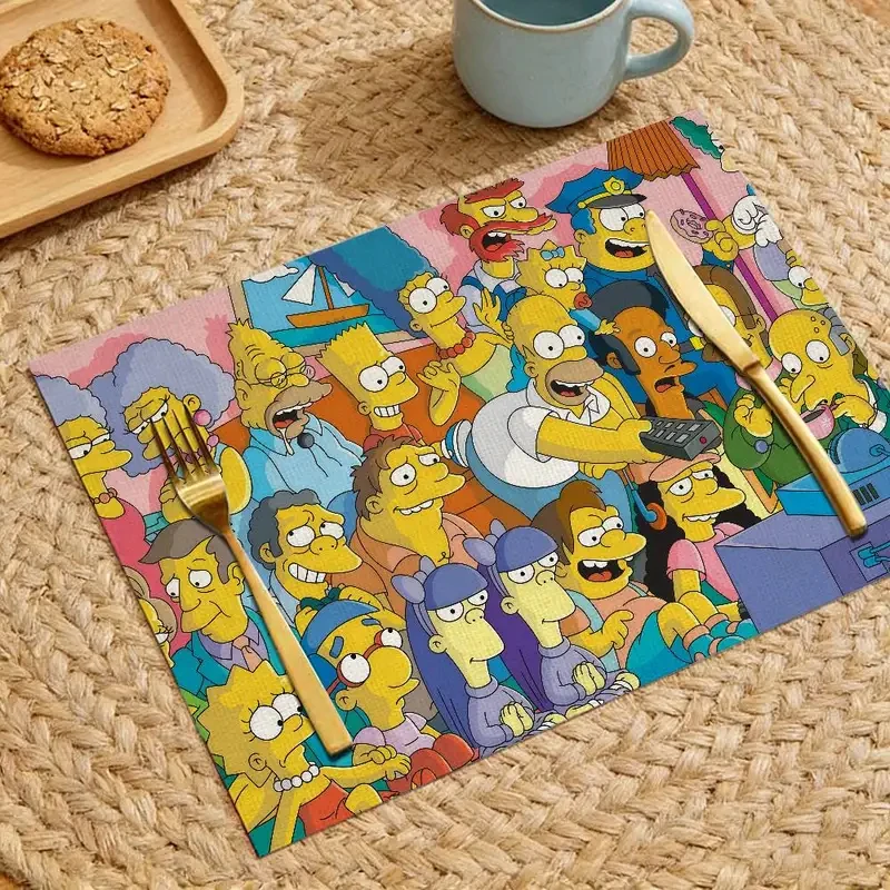 VIKAMA the Simpsons Cartoon Heat Resistant Placemats Washable Table Mats for Kitchen Dining Home Decor Party Supplies thumbnail 3