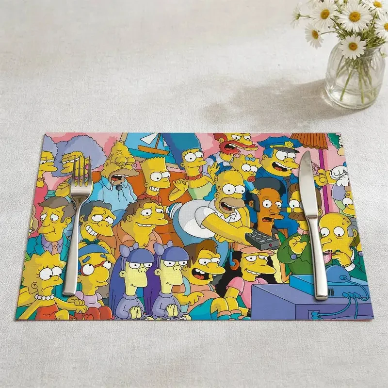 VIKAMA the Simpsons Cartoon Heat Resistant Placemats Washable Table Mats for Kitchen Dining Home Decor Party Supplies thumbnail 6