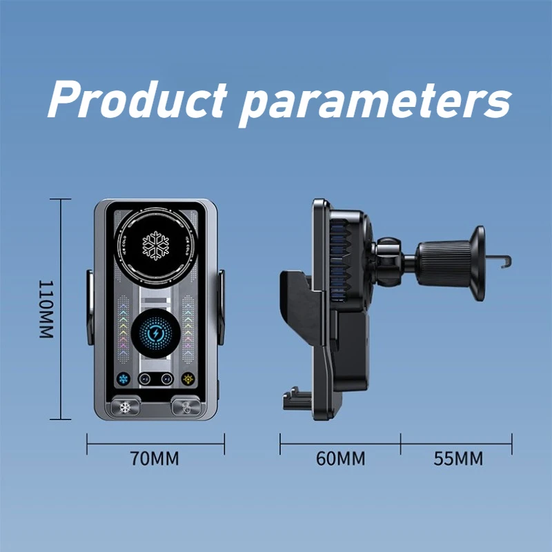 Cooling Car Phone Holder Wireless Charger 15W Fast Charging Semiconductor Cooling 360 Rotation Air Vent Mount Car Phone Holder thumbnail 5