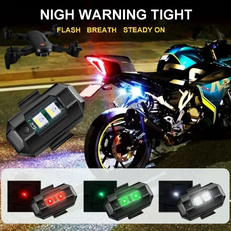 Rechargeable Night Flying Warning Signal Light 7-Color Mini LED Strobe Light - USB for Drone Bike Motorcycle thumbnail 6