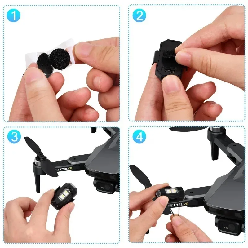 Rechargeable Night Flying Warning Signal Light 7-Color Mini LED Strobe Light - USB for Drone Bike Motorcycle thumbnail 4