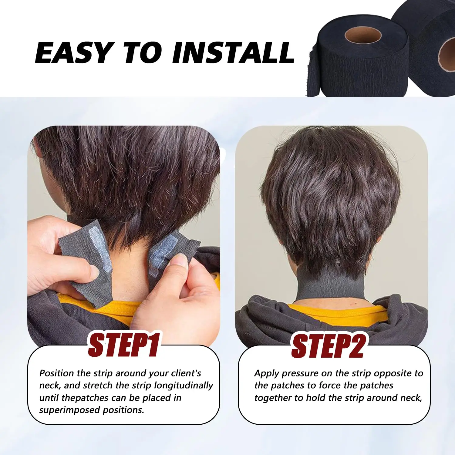 1/3/5 Roll Disposable Black Barber Neck Strips Barber Neck Paper Stretchy Strip Neck Edge Paper Haircut Styling Accessories thumbnail 6