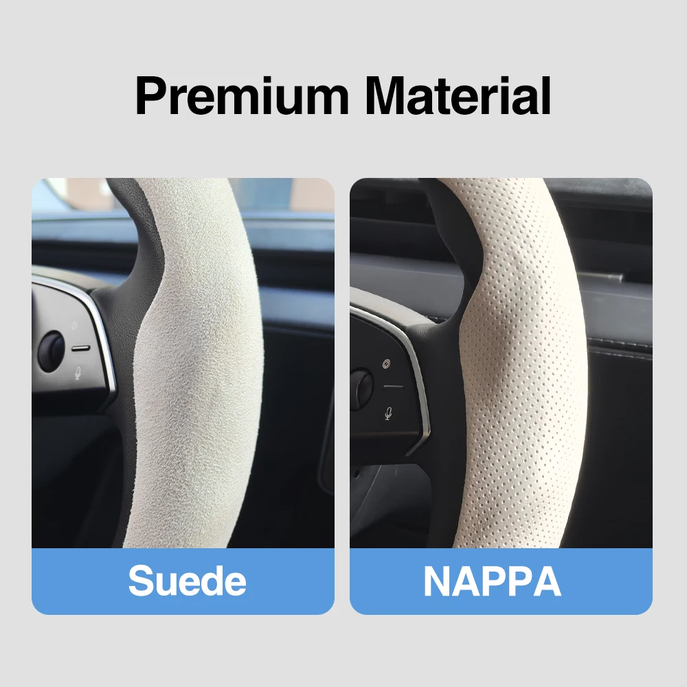 Steering Wheel Cover for Tesla Model 3/Y/Juniper/Highland/Standard 2026 Steering Wheel Suede or Nappa Protector Car Accessories thumbnail 3