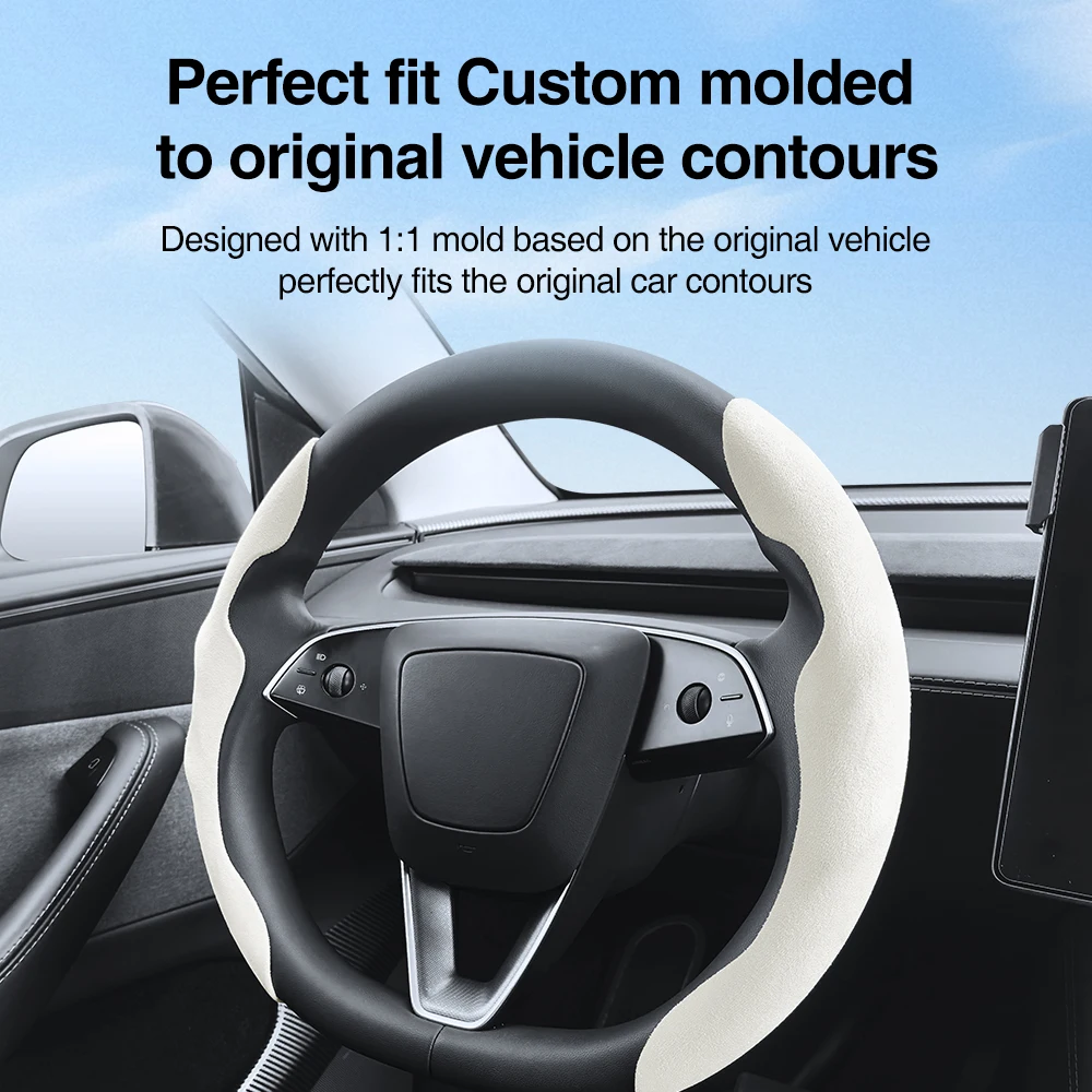 Steering Wheel Cover for Tesla Model 3/Y/Juniper/Highland/Standard 2026 Steering Wheel Suede or Nappa Protector Car Accessories thumbnail 4