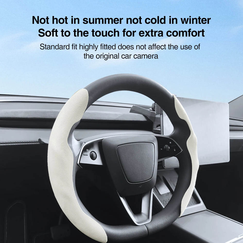 Steering Wheel Cover for Tesla Model 3/Y/Juniper/Highland/Standard 2026 Steering Wheel Suede or Nappa Protector Car Accessories thumbnail 5