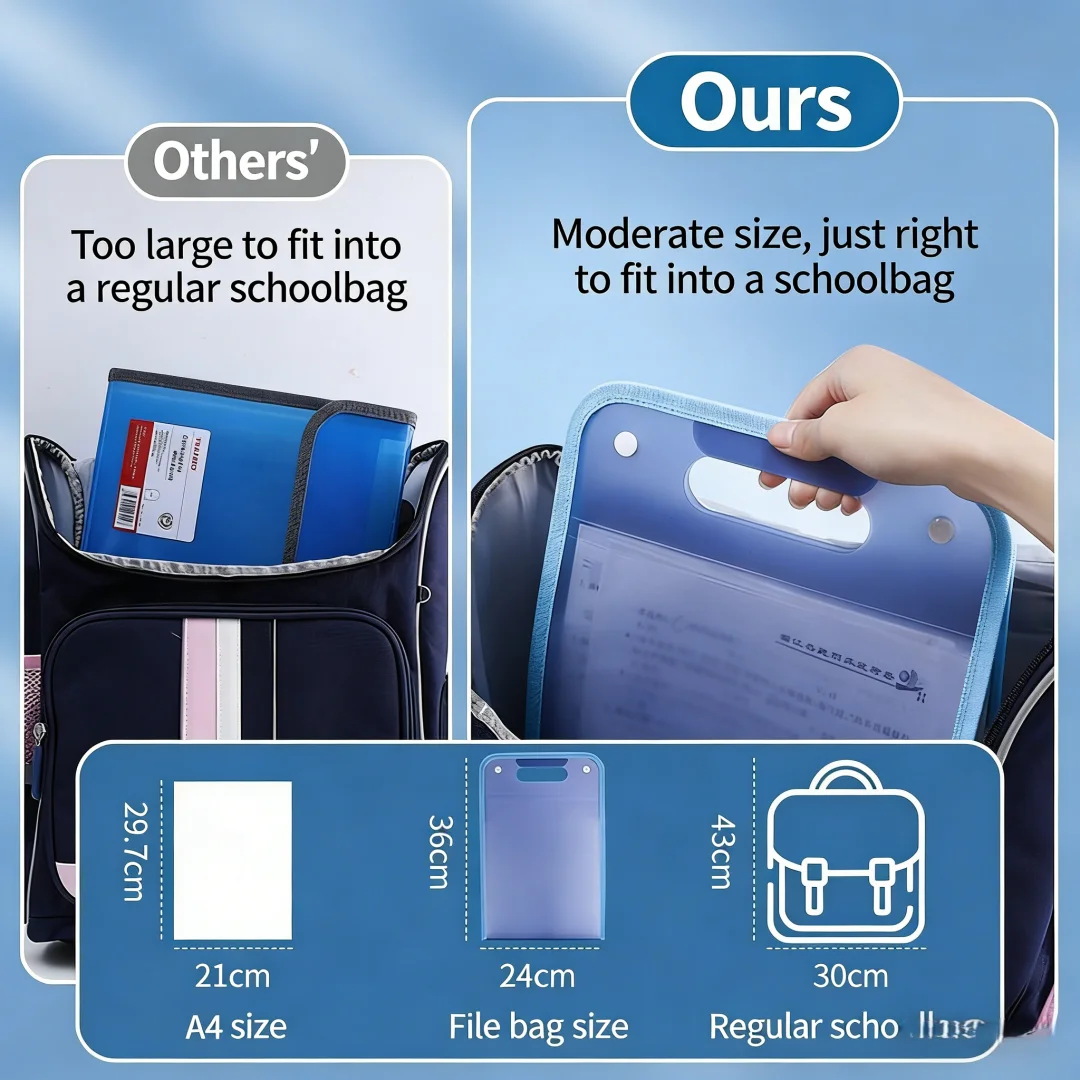 Large Capacity A4 13-Pocket Expanding File Folder, Portable Accordion File Organizer with Handle for School Office thumbnail 3