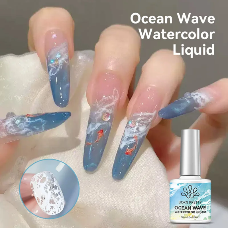 10ml White Ocean Bubble Wave Gel Nail Polish Hollow Bubbles Lace UV LED Soak Off Nails ArtVarnish for Summer Beach Manicure Gel