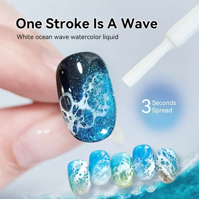 10ml White Ocean Bubble Wave Gel Nail Polish Hollow Bubbles Lace UV LED Soak Off Nails ArtVarnish for Summer Beach Manicure Gel thumbnail 2