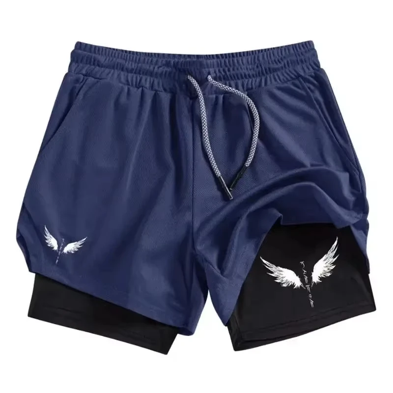 Casual 2-in-1 Performance Shorts for Men's Athletic Quick Dry Fitness Gym Workout Running  Fashion Versatile Pocket JW030 thumbnail 5