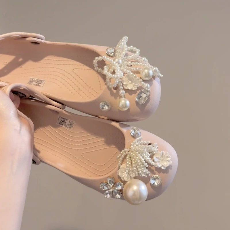 Luxury pearl diamond flower Shoe Charms Set Women Ballet Shoes corc charms pack fashion Shoe decorations DIY Shoe Accessories