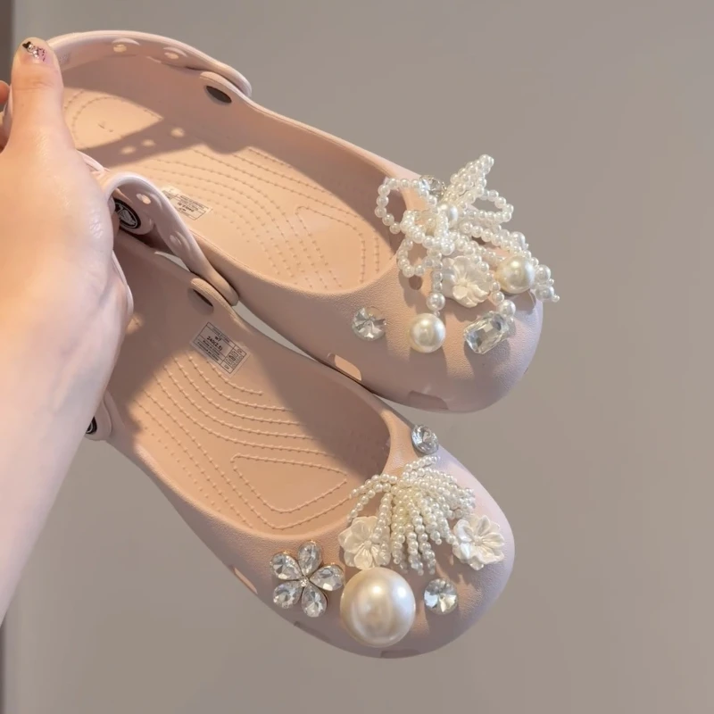 Luxury pearl diamond flower Shoe Charms Set Women Ballet Shoes corc charms pack fashion Shoe decorations DIY Shoe Accessories thumbnail 3