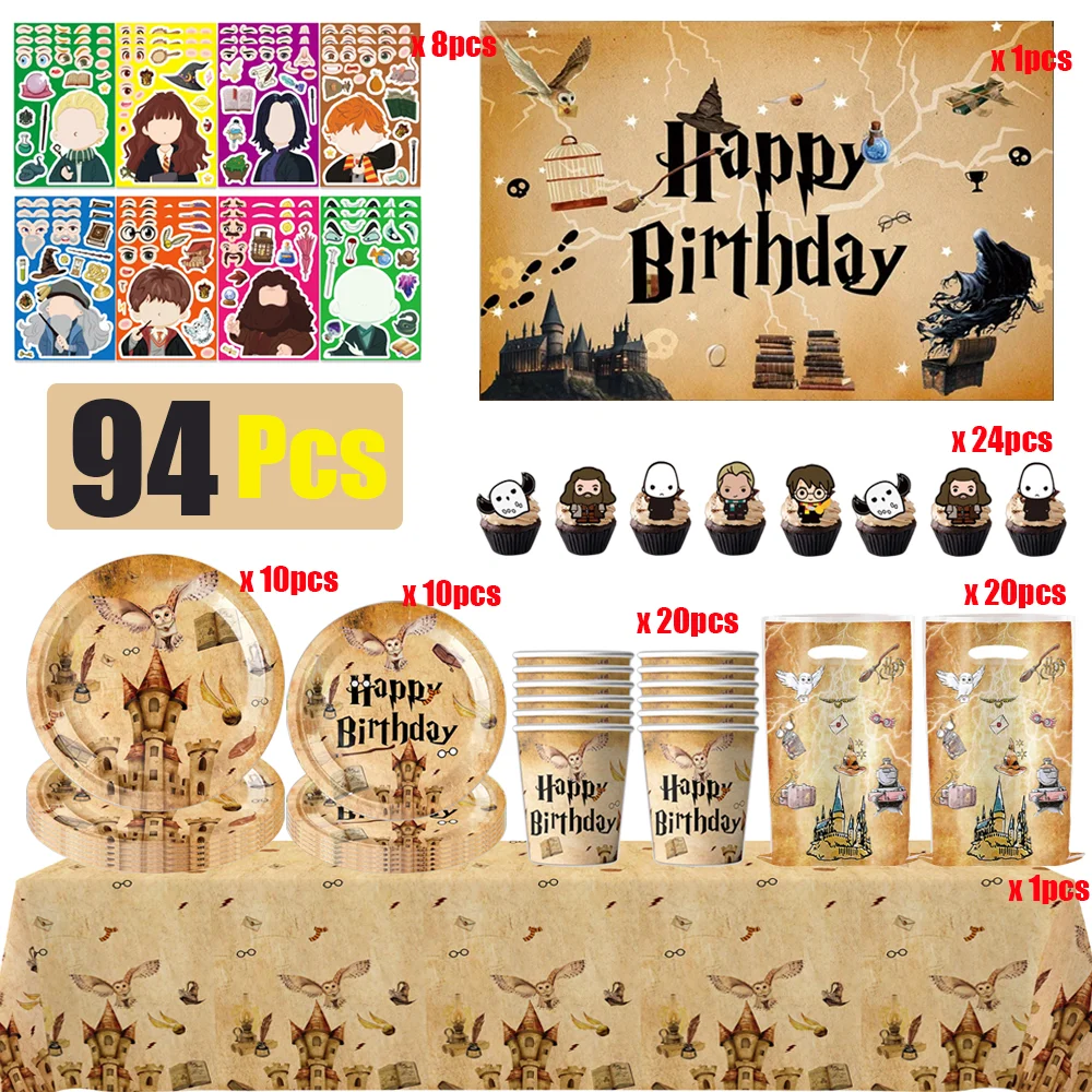 Cartoon Magic Academy Birthday Party Decorations Foil Balloons Potter Theme Event Supplies Baby Shower Disposable Tableware Set thumbnail 5