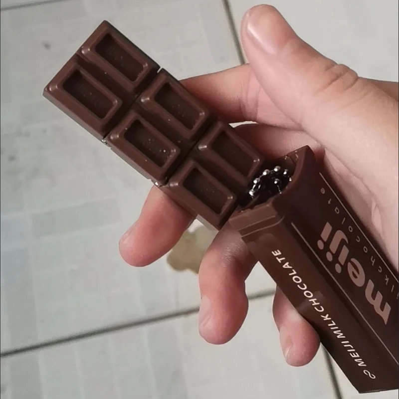 Hot Japanese Style Simulated Meiji Chocolate Fidget Toy Bendable Snap Stress Relief Keychain Pendant Creative Gift S thumbnail 4